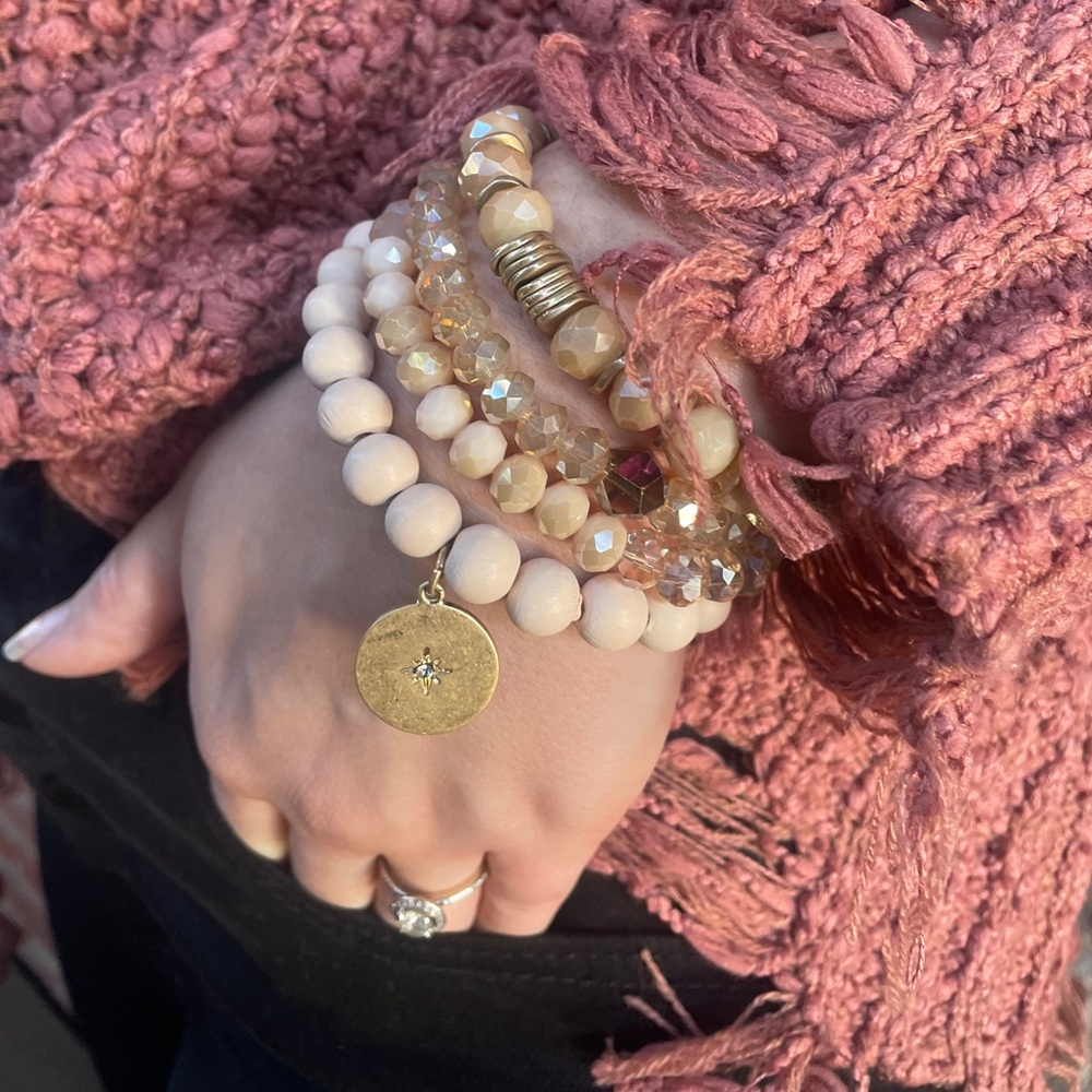 Dawn stacked bracelet in blush